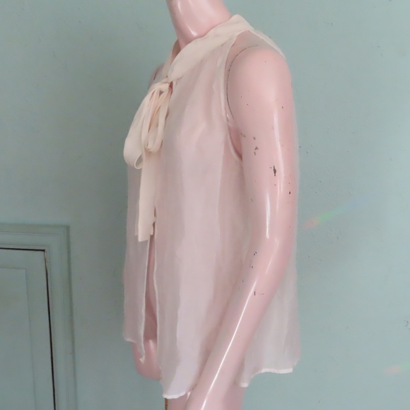 Rory Beca SHEER Sleeveless Top  Blouse Peekaboo Front NWT Silk Cotton - Picture 4 of 8